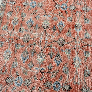 4x7 Vintage Rug, Turkish Rug, Floral Rug, Anatolian Wool Rug, Terracotta Rug, Handmade Rug, Oriental Rug, 3&#39;8&quot; x 6&#39;8&quot;