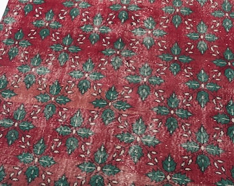 5x9 Handmade Red Anatolian Rug, Wool Turkish Rug, Traditional Oushak Area Rug