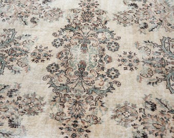 6x9 Vintage Rug, Turkish Rug, Floral Rug, Handmade Rug, Large Area Rug, Bedroom Rug, Living Room Rug, Carpet, 5'6" x 9'1"