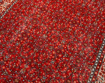 7x10 Vintage Turkish Rug: Floral Red Rug, Large Area Rug, Boho Carpet, 6'9" x 10'4"