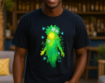 Camiseta gráfica de hada botánica, camiseta artística de diosa del bosque Witchcore