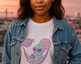 Pastel Alien Hammock T-Shirt | Kawaii Unisex Graphic Tee