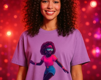 Retro Roller Queen Graphic Tee | 80s Disco Skater Shirt