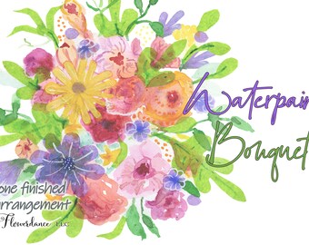 Watercolor Rose, Peony, Fantasy Flowers, Clipart Bouquet - One Arrangement Hand Painted - PNG for Wedding Invite - Commercial Use