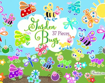 37 Garden Bugs Transparent PNG Clipart Bundle Insects Include Bumblebee, Dragonfly, Caterpillar, Butterfly, Ladybug -  Small Commercial Use