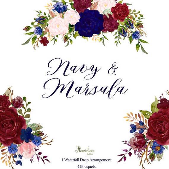 Download Navy and Marsala watercolor clipart bordo marsala and ...