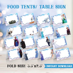 Digital Frozen Labels, food tent, table name card, topper - Instant download