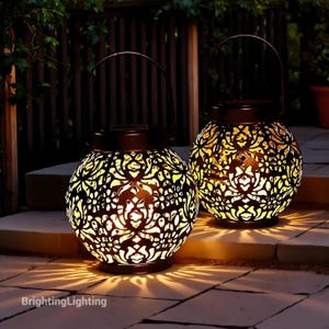 Solar Hanging Lantern – Iron Art Garden Light with Projection – Waterproof Outdoor LED Decor for Patio, Yard & Pathways
