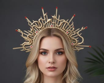 Gothic Medusa Snake Headband: Handmade Halloween Costume Headpiece and crown