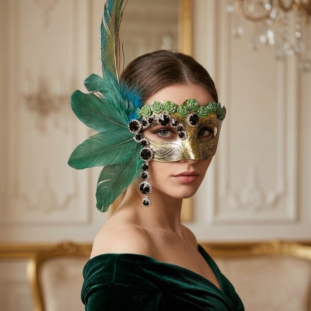 green emerald velvet dress Venetian Rococo Masquerade Gown-18th Century Grandeur main image 1