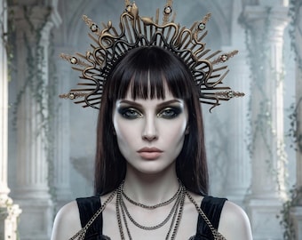 Medusa Snake Halo Headpiece, Gothic Halloween Crown for Cosplay Masquerade Costume