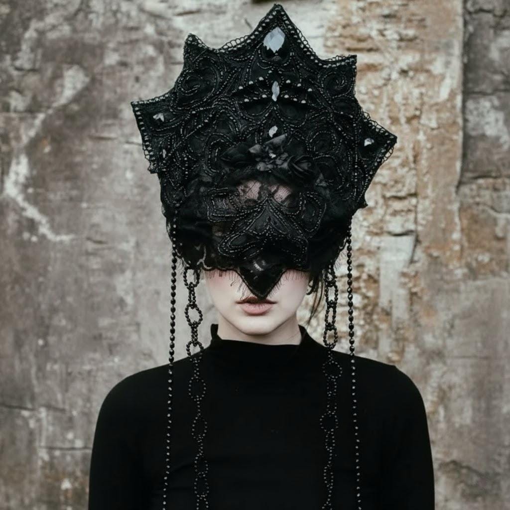black-gothic-star-crown-beaded-lace-mourning-veil-headpiece-etsy