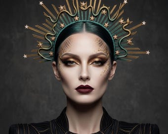 Medusa Inspired Halo Headpiece Halloween Mythology Costume Gothic Fantasy Statement Wear