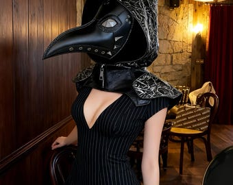 Black Plague Doctor Mask: Gothic Raven Beak Costume