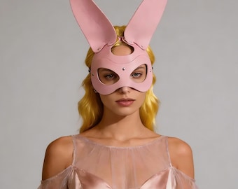 Masque de lapin rose, casque de costume de mascarade de la Saint-Valentin