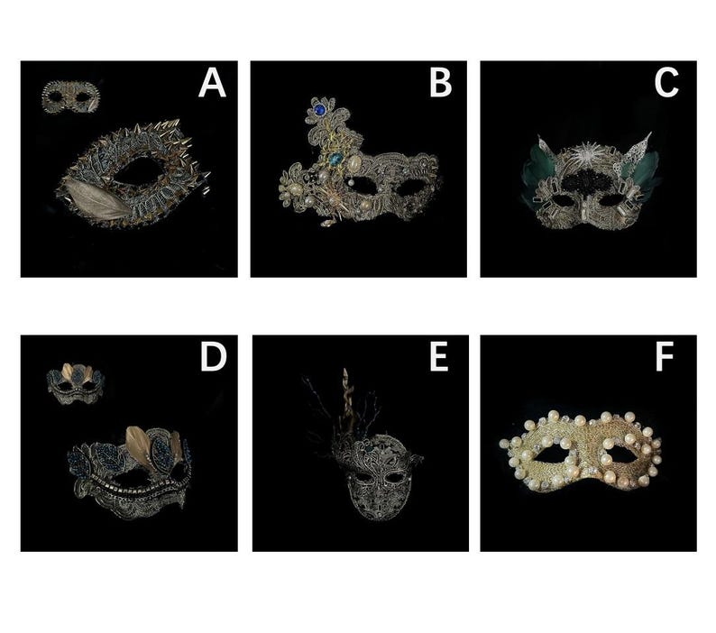 Ornate Venetian Masquerade Mask - Luxury Gothic Lace Eye Masks with Feathers and Crystals image 10