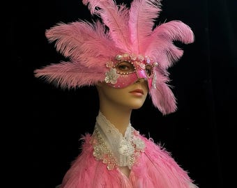 Flamingo mask- Mardi Gras mask- Venetian Masquerade