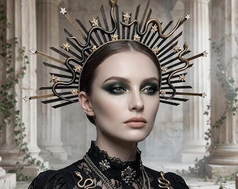 Halloween Medusa Halo Crown for Gothic Costume Greek Mythology Festival and Cosplay Wear