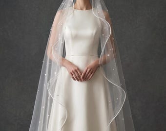 Sculptural Floral Wedding Veil Long Bridal Veil 3D Flower Veil Modern Minimalist Bride Hairpiece