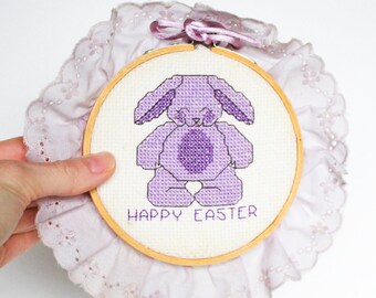 Vintage Cross Stitch Bunny, Vintage Easter, Vintage Bunny, Vintage Rabbit Cross Stitch