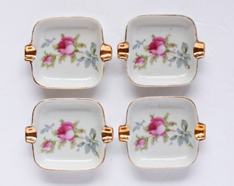 Vintage ceramic miniature ashtray floral