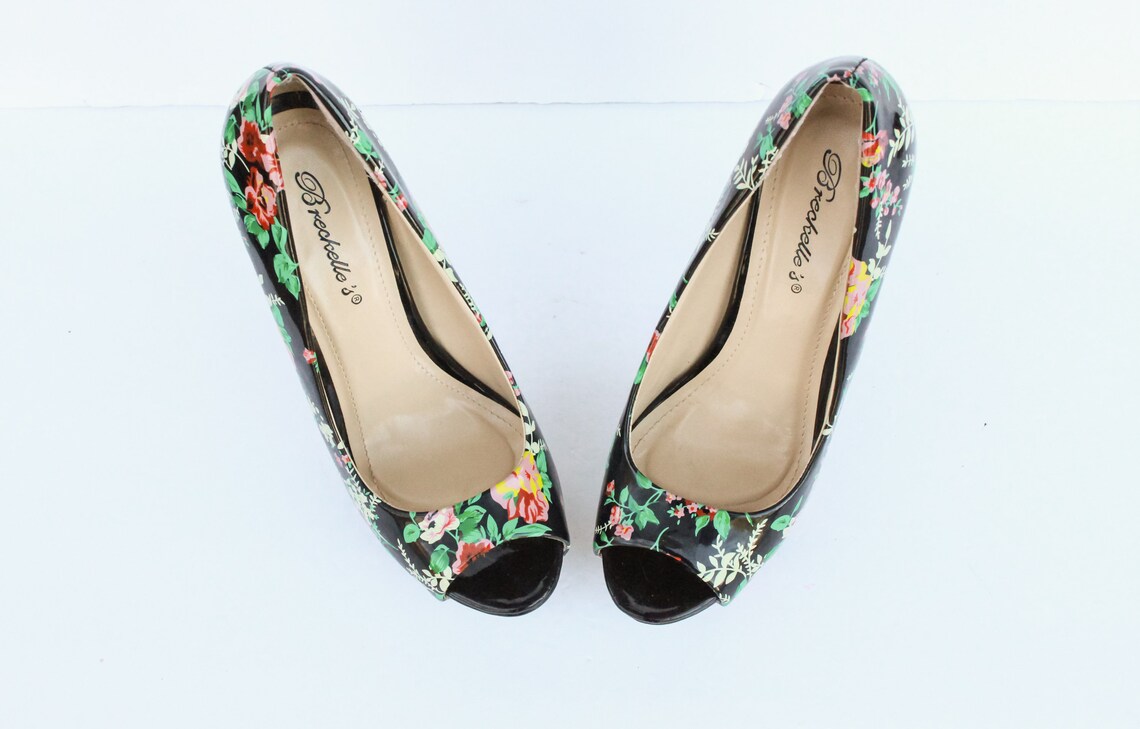 floral heels pumps