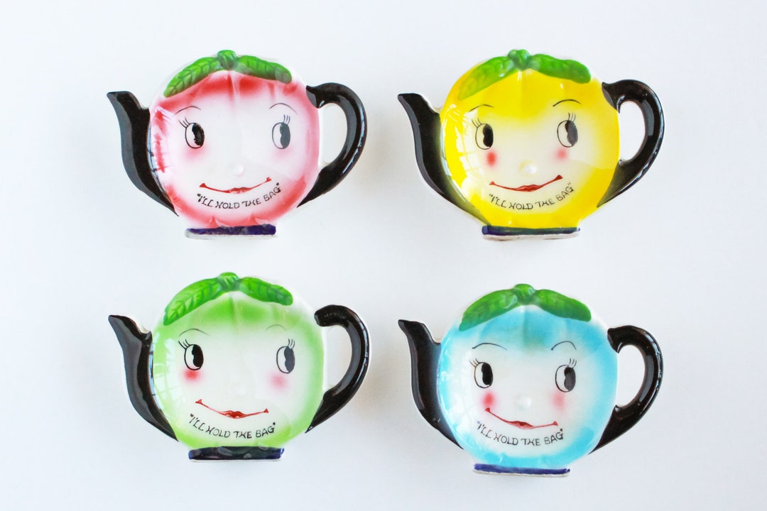 Vintage Anthropomorphic Tea Bag Holders, Vintage Tea Bag Holders, Ceramic Tea Bag Holders