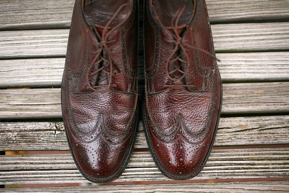 Vintage Mens Oxfords, Vintage Mens Leather Shoes, Vintage Florsheim Imperial Wingtip Oxford, Mens Dress Shoes Size 8D, Vintage Mens Shoes