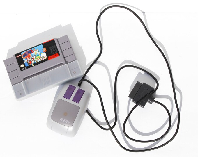 Super NES Mario Paint Mouse AND Super Nintendo Game Cartridge Etsy