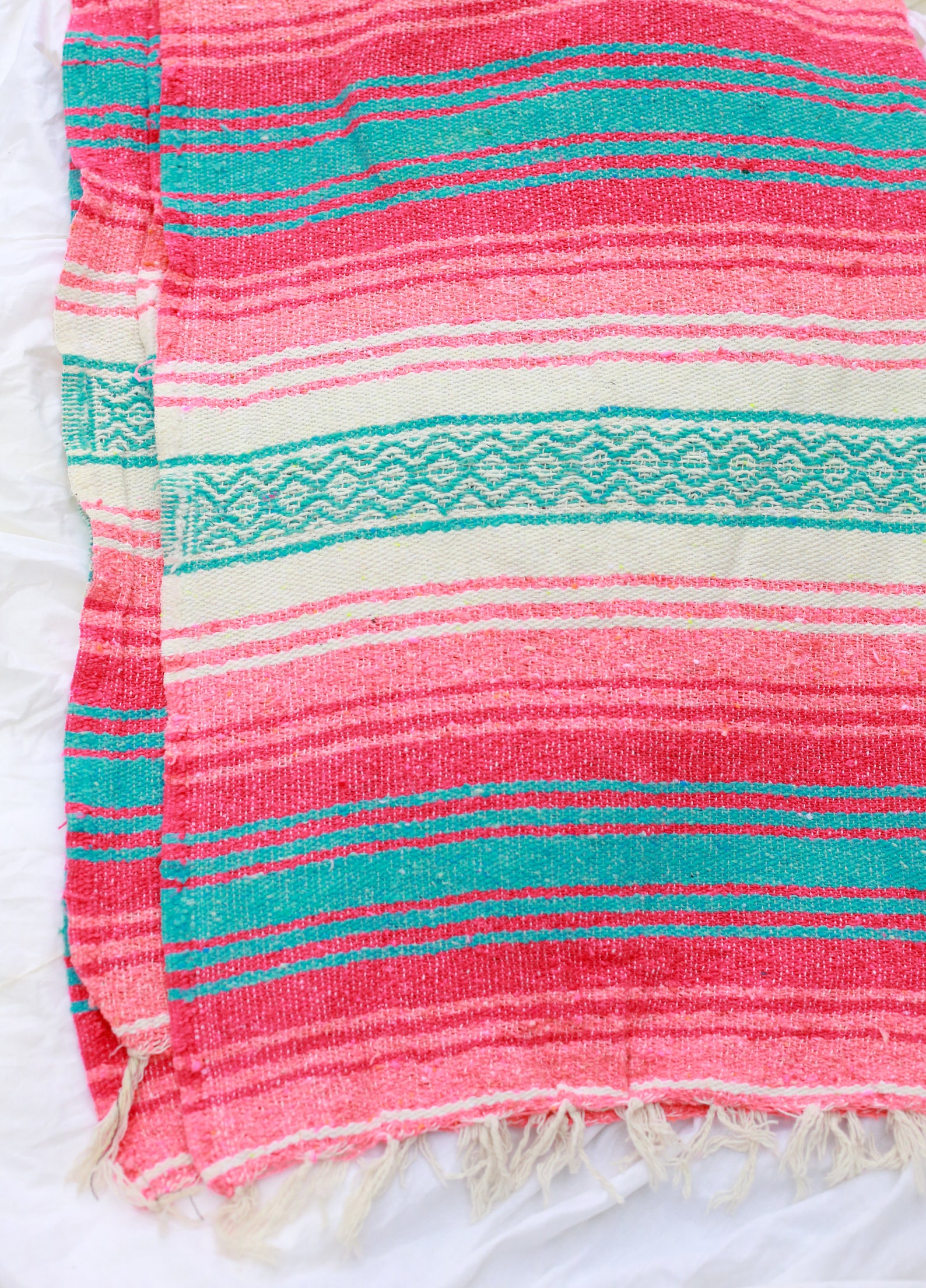 Pink Striped Mexican Blanket Pink Mexican Blanket Pink Etsy