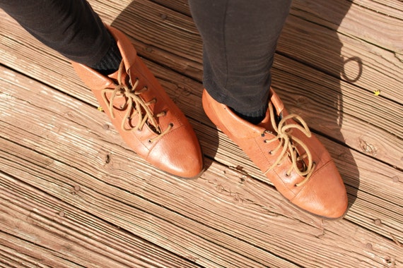 Vintage 90s Boots, Brown Leather Boots Size 7 Ank… - image 3