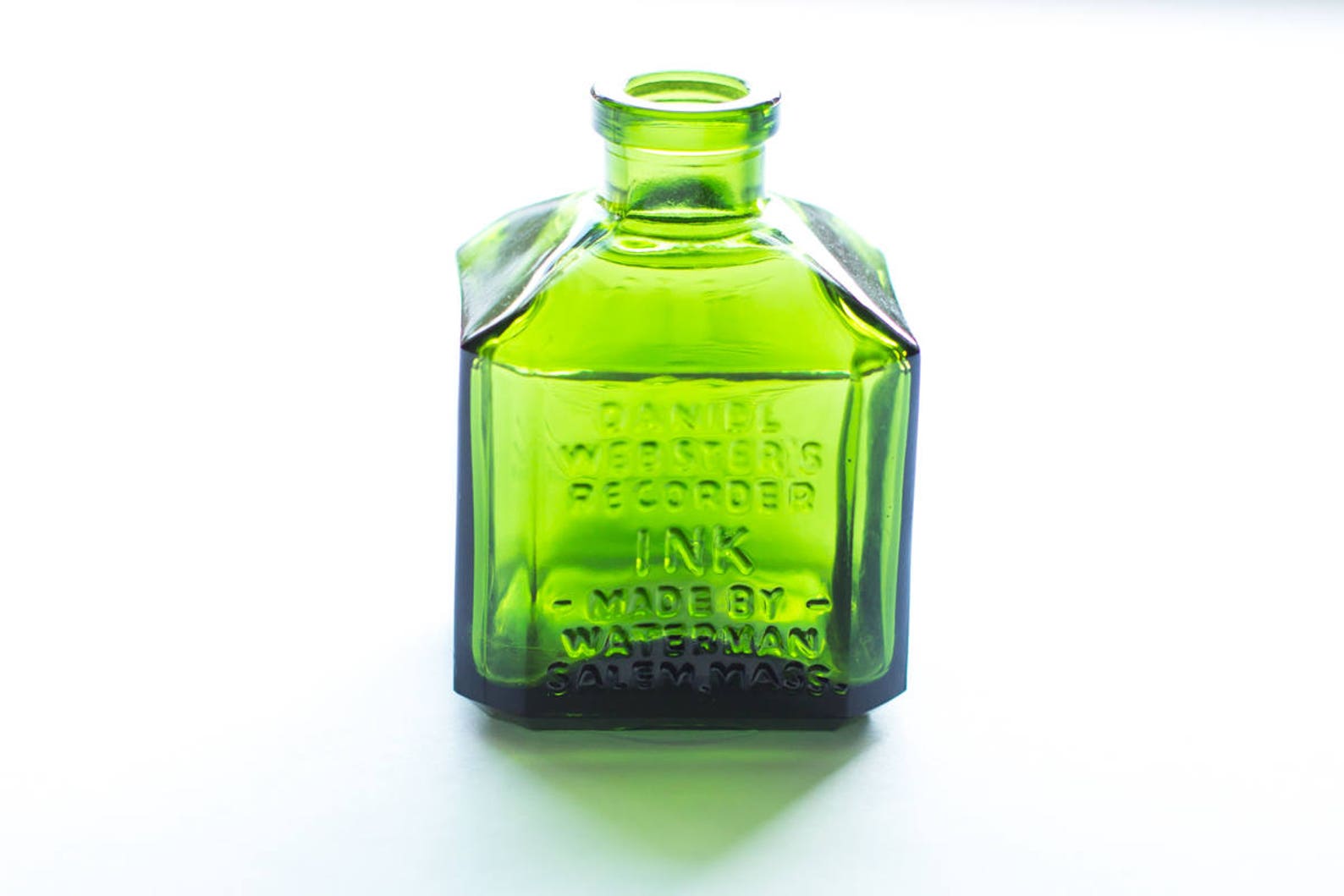 Vintage Ink Bottle Vintage Green Glass Ink Bottle Daniel Etsy