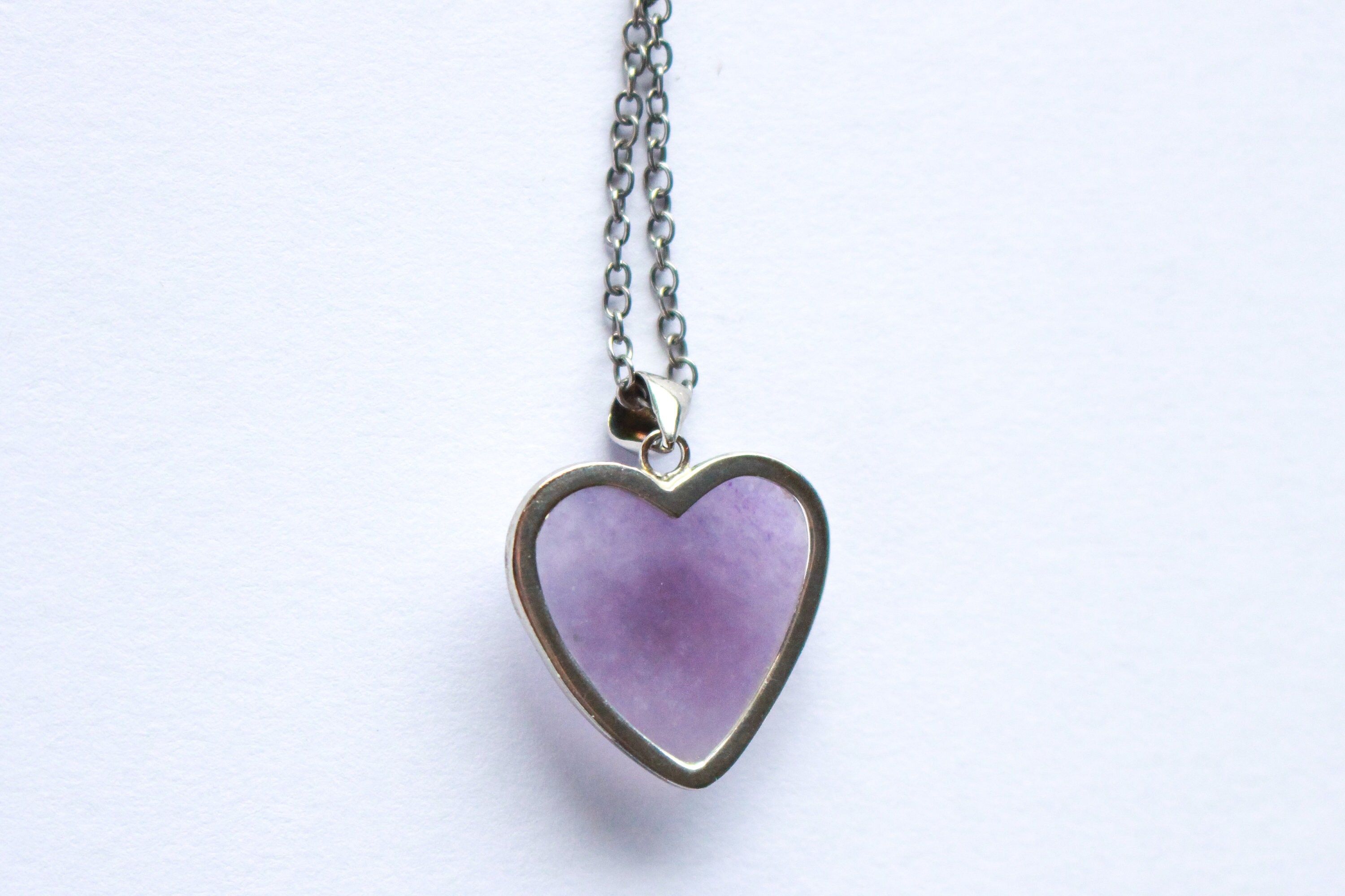 Vintage Heart Necklace, Purple Quartz Necklace, Love