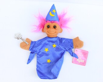 Vintage Wizard Troll Doll, Vintage Troll Puppet, Troll Doll Puppet, Troll Doll Puppet, Wizard Troll Puppet, Russ Troll Puppet WITH TAG