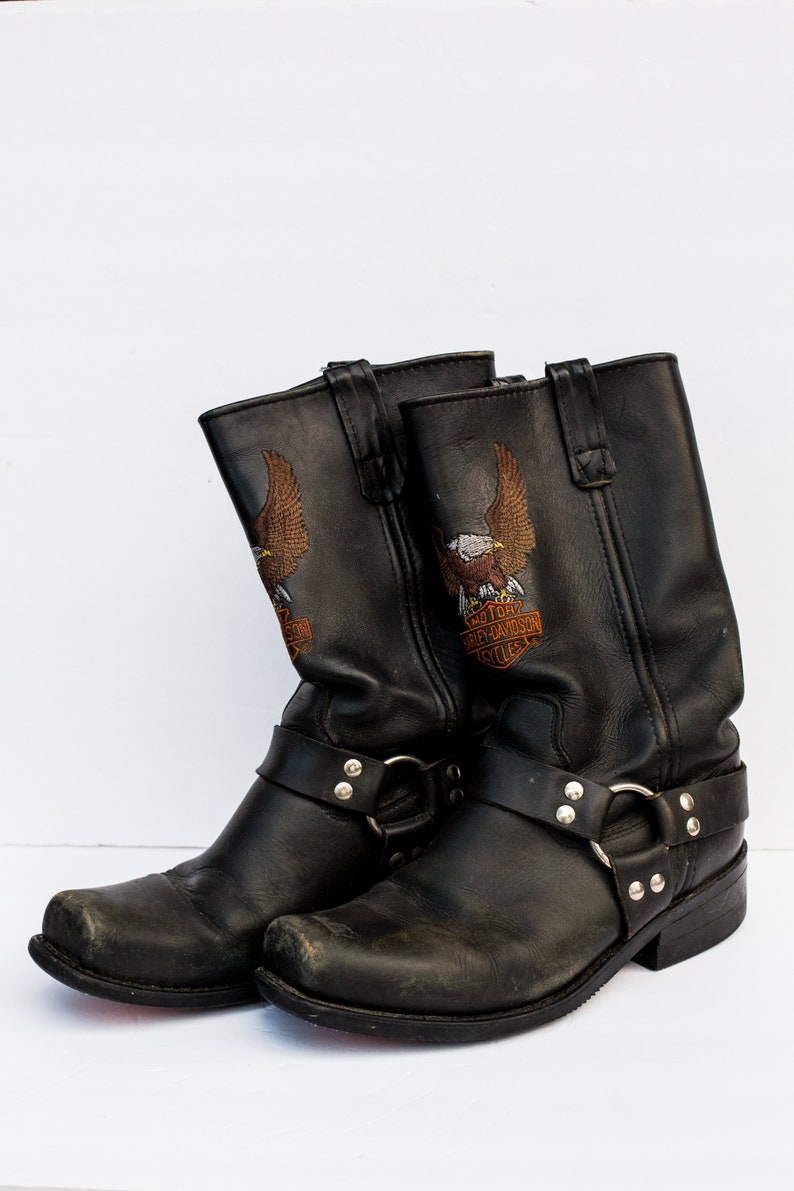 Mens Size 10 CUSTOM WALLET INSIDE Harley Boots Vintage Leather Boots Vintage Harley Davidson Boots