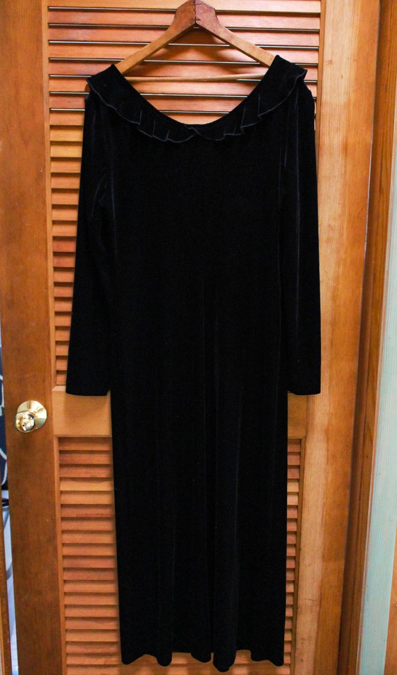 Long Black Velvet Dress, Vintage Black Dress, Vin… - image 6