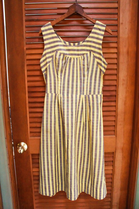 Vintage Pinup Dress, Vintage Yellow Striped Dress… - image 5