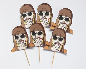 Toppers de bolo Kurt Cobain - DOWNLOAD DIGITAL - Faça o seu próprio