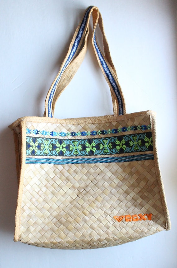 Vintage Straw Bag, 90s Roxy Bag, Roxy Straw Bag, … - image 1