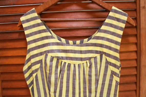 Vintage Pinup Dress, Vintage Yellow Striped Dress… - image 3