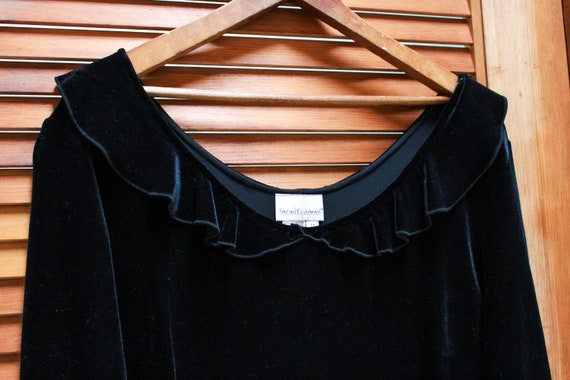 Long Black Velvet Dress, Vintage Black Dress, Vin… - image 4