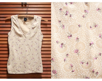 Vintage Y2K Tank Top, Y2K Shirt, Vintage Floral Print Tank, Vintage Gap Shirt - Size Small