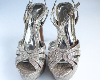 Vintage Gianni Bini Heels, Silver Heels, Y2K Heels, Y2K Heels, Womens Shoes Size 7 High Heels Size 7