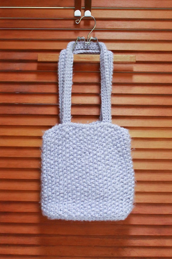 Vintage Y2K Bag, Knit Bag, Sweater Bag, Periwinkl… - image 2