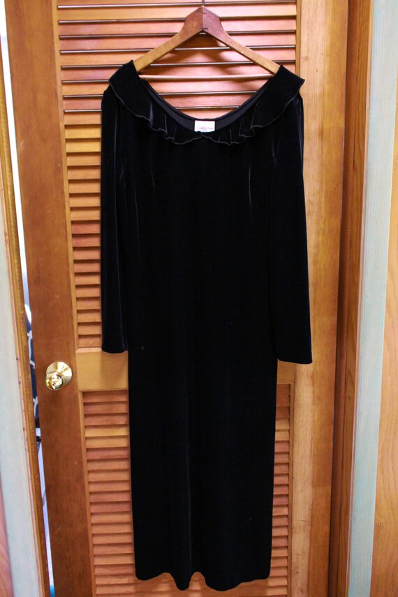 Long Black Velvet Dress, Vintage Black Dress, Vin… - image 2