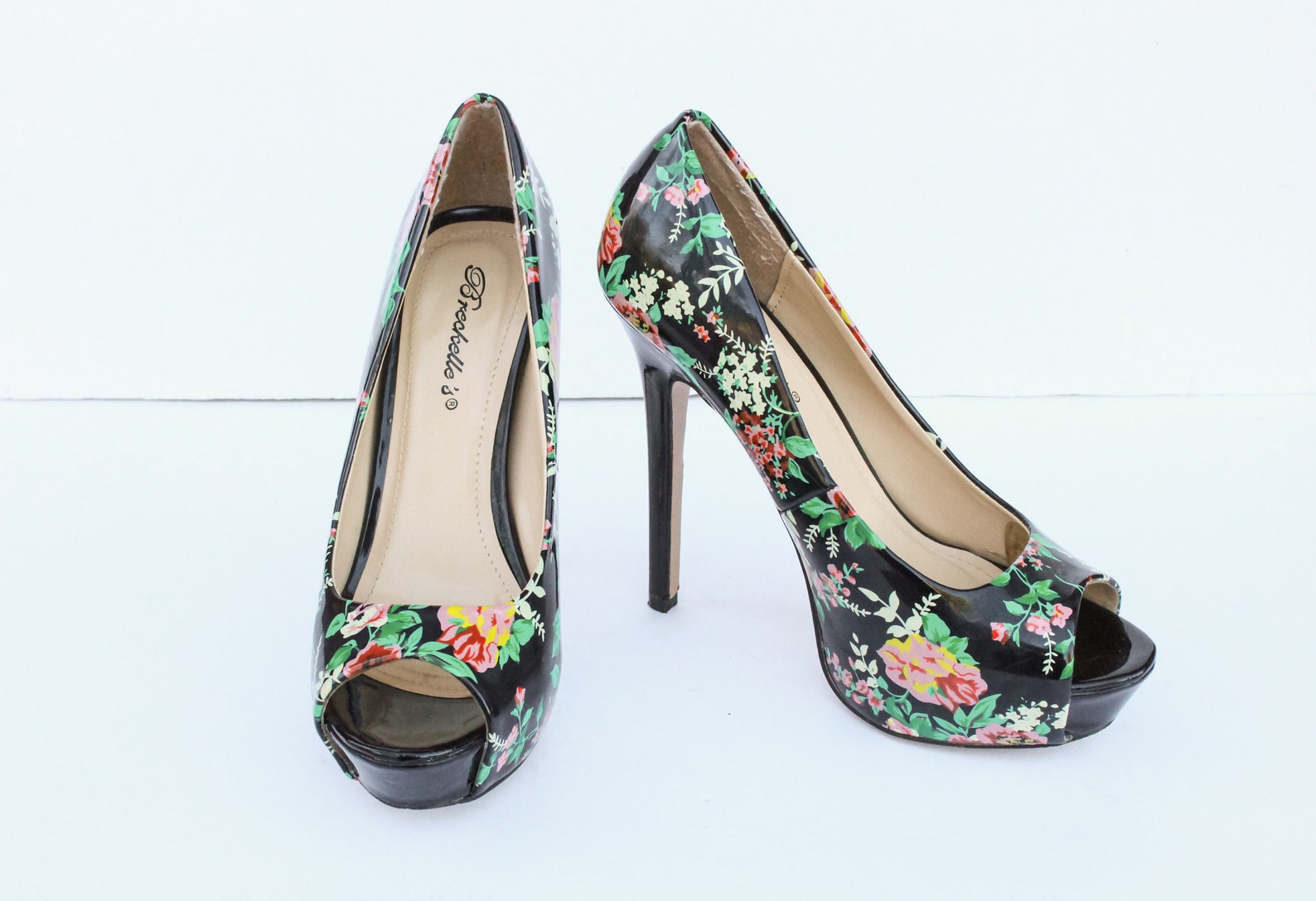 floral pumps low heel