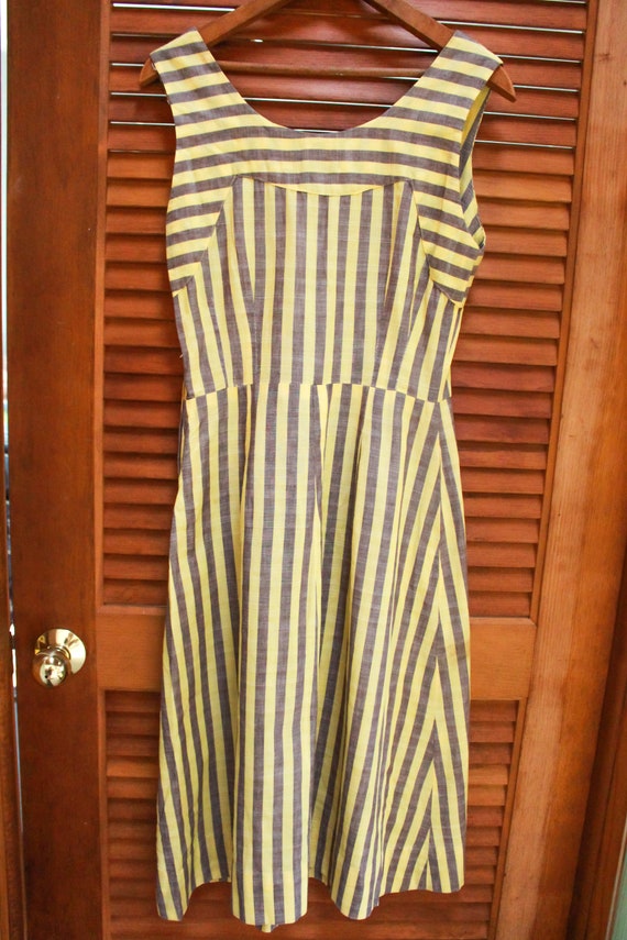 Vintage Pinup Dress, Vintage Yellow Striped Dress… - image 4