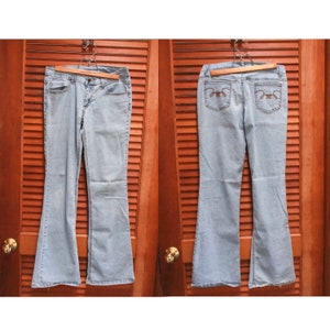 Vintage Y2K Jeans, Vintage Light Wash Jeans, Vintage Boot Cut Jeans, Vintage Hurley Jeans Size 3, Size 5 image 1