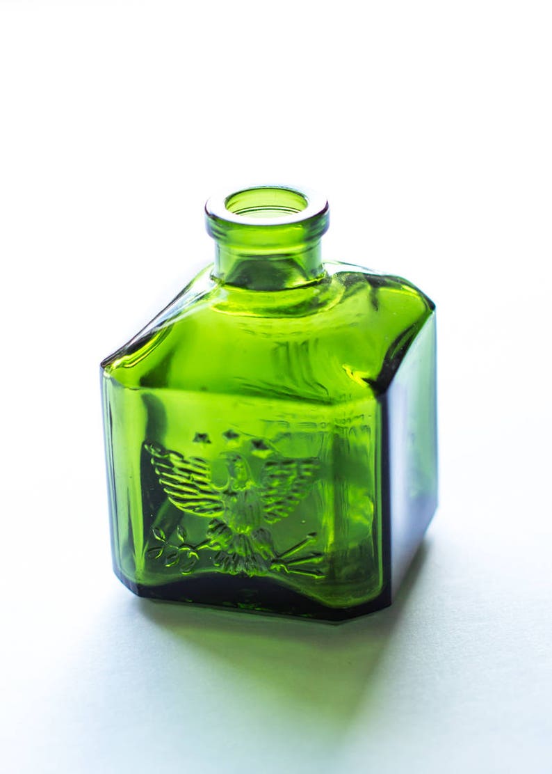 Vintage Ink Bottle Vintage Green Glass Ink Bottle Daniel Etsy