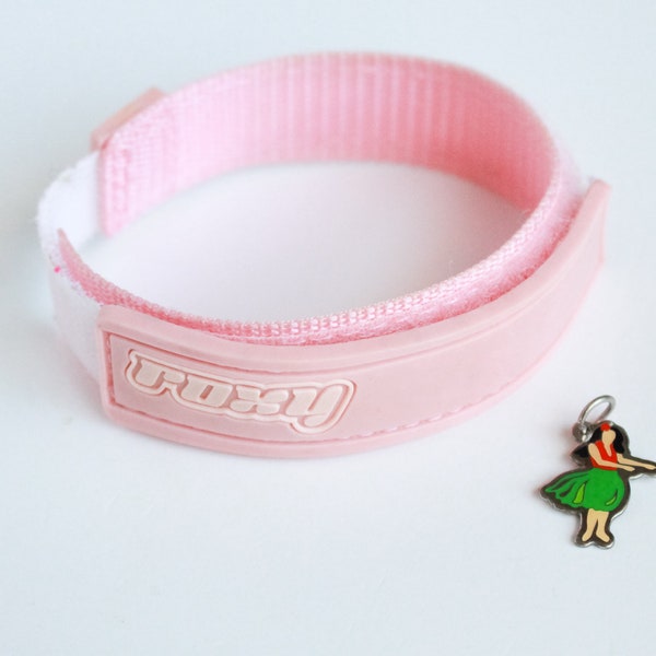 Vintage Roxy Bracelet, Roxy Quiksilver Bracelet, Vintage 90s Bracelet, Y2K Bracelet 2000s Pink Bracelet, Surf Leash Bracelet - REAL VINTAGE